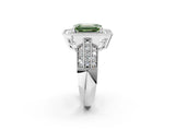 Platinum Fancy Green Emerald Cut Halo Diamond Engagement Ring with Pave Split Shank and Four-Prong Setting_8