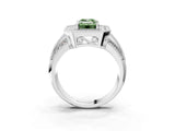 Platinum Fancy Green Emerald Cut Halo Diamond Engagement Ring with Pave Split Shank and Four-Prong Setting_9