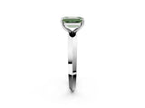 Platinum Fancy Green Emerald  Cut Solitaire Engagement Ring with Flat Band and Four-Prong Setting 2