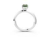 Platinum Fancy Green Emerald  Cut Solitaire Engagement Ring with Flat Band and Four-Prong Setting 3