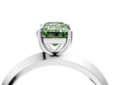 Platinum Fancy Green Emerald  Cut Solitaire Engagement Ring with Flat Band and Four-Prong Setting 4
