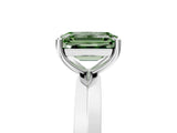 Platinum Fancy Green Emerald  Cut Solitaire Engagement Ring with Flat Band and Four-Prong Setting 5