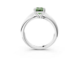 Platinum Fancy Green Emerald  Cut Solitaire Engagement Ring with Tapered Band and Four-Prong Setting 5