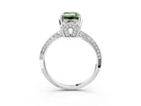 Platinum Fancy Green Emerald Cut Solitaire Split Shank Pave Diamond Engagement Ring with Four-Prong Setting_57