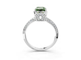 Platinum Fancy Green Emerald Cut Solitaire Split Shank Pave Diamond Engagement Ring with Four-Prong Setting_9