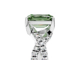 Platinum Fancy Green Emerald Cut Solitaire Twist Pave Diamond Engagement Ring with Prong Setting_71