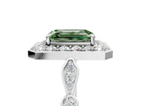 Platinum Fancy Green Emerald  Halo Diamond Engagement Ring with Twisted Band and Four-Prong Setting 1