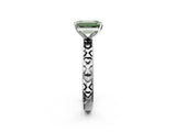 Platinum Fancy Green Emerald  Solitaire Diamond Engagement Ring with XO Engraved Band and Four-Prong Setting 2
