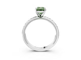 Platinum Fancy Green Emerald  Solitaire Diamond Engagement Ring with XO Engraved Band and Four-Prong Setting 3