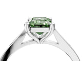 Platinum Fancy Green Emerald  Solitaire Diamond Ring with Four-Prong Setting and Tapered Band 5