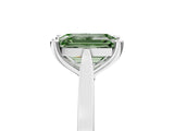 Platinum Fancy Green Emerald  Solitaire Diamond Ring with Four-Prong Setting and Tapered Band