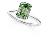 Platinum Fancy Green Emerald  Solitaire Diamond Ring with a Classic Band and Four-Prong Setting 2
