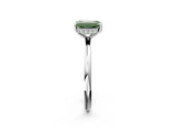 Platinum Fancy Green Emerald  Solitaire Diamond Ring with a Classic Band and Four-Prong Setting 3