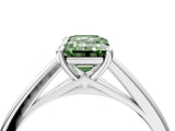 Platinum Fancy Green Emerald  Solitaire Engagement Ring with Four-Prong Setting and Classic Band 4