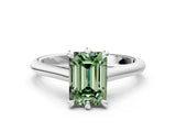Platinum Fancy Green Emerald  Solitaire Engagement Ring with Six-Prong Setting and Classic Band 1