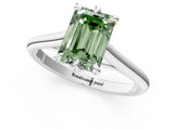 Platinum Fancy Green Emerald  Solitaire Engagement Ring with Six-Prong Setting and Classic Band 2