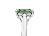 Platinum Fancy Green Emerald  Solitaire Engagement Ring with Six-Prong Setting and Classic Band