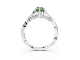 Platinum Fancy Green Emerald  Solitaire Twist Band Six-Prong Setting 4