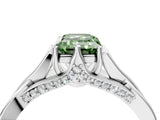 Platinum Fancy Green Emerald  Solitaire Twist Band Six-Prong Setting 5