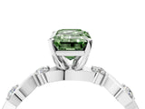 Platinum Fancy Green Emerald  Solitaire Twisted Band with Prong Setting 5
