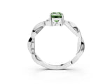 Platinum Fancy Green Emerald  Solitaire Twisted Pave Diamond Ring with Four-Prong Setting_3
