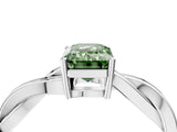 Platinum Fancy Green Emerald  Solitaire Twisted Pave Diamond Ring with Four-Prong Setting_4