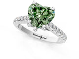 Platinum Fancy Green Heart  Brilliant Diamond Solitaire with Pavé Band and Four-Prong Setting 2
