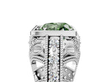 Platinum Fancy Green Heart Cut Brilliant Milgrain Filigree Diamond Ring with Square Prong Setting_11