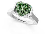 Platinum Fancy Green Heart Cut Brilliant Solitaire Diamond Ring with Channel Set Band and Bar Prong Setting_37