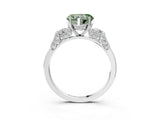Platinum Fancy Green Heart Cut Brilliant Three-Stone Pave Band with Four-Prong Setting_9