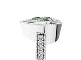 Platinum Fancy Green Heart Cut-Cut Diamond Halo Engagement Ring with Pave Band and Prong Setting_17