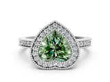 Platinum Fancy Green Heart Cut Cut Halo Pavé Diamond Ring_12
