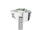 Platinum Fancy Green Heart Cut Cut Halo Pavé Diamond Ring_17