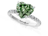 Platinum Fancy Green Heart Cut Diamond Brilliant Solitaire Ring with Pavé Band and Four-Prong Setting_38