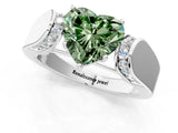 Platinum Fancy Green Heart Cut Diamond Channel Set Solitaire Ring with Four-Prong Setting_32