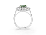 Platinum Fancy Green Heart Cut Diamond Floral Double Halo Engagement Ring with Prong Setting_159