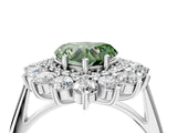 Platinum Fancy Green Heart Cut Diamond Floral Double Halo Engagement Ring with Prong Setting_34