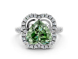 Platinum Fancy Green Heart Cut Diamond Floral Halo Split Shank Prong Setting Ring_24