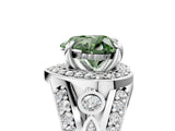 Platinum Fancy Green Heart Cut Diamond Halo Ring with Split Shank and Bezel Accents and Four-Prong Setting_17
