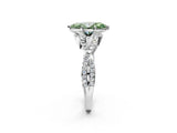 Platinum Fancy Green Heart Cut Diamond  Halo Twist Band Solitaire Prong Setting Ring_14