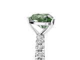 Platinum Fancy Green Heart Cut Diamond Pavé Solitaire Ring with Round Band and Prong Setting_5