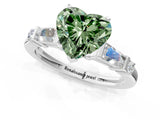 Platinum Fancy Green Heart  Cut Diamond Ring with Baguette Side Stones, Channel Set Band, and Four-Prong Setting_13
