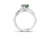 Platinum Fancy Green Heart  Cut Diamond Ring with Baguette Side Stones, Channel Set Band, and Four-Prong Setting_15