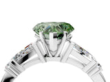 Platinum Fancy Green Heart  Cut Diamond Ring with Baguette Side Stones, Channel Set Band, and Four-Prong Setting_16
