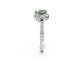 Platinum Fancy Green Heart Cut Diamond Scalloped Halo Engagement Ring with Round Shared Prong Band_2