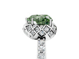 Platinum Fancy Green Heart Cut Diamond Scalloped Halo Engagement Ring with Round Shared Prong Band_5