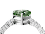Platinum Fancy Green Heart Cut Diamond Scattered Round Accent Ring with Prong Setting_4
