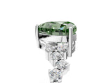 Platinum Fancy Green Heart Cut Diamond Scattered Round Accent Ring with Prong Setting_5