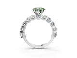 Platinum Fancy Green Heart Cut Diamond Side Stone Engagement Ring with Four-Prong Setting_3