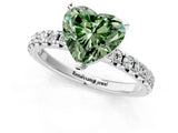 Platinum Fancy Green Heart Cut Diamond Solitaire Pavé Engagement Ring with Round Band and Prong Setting_1